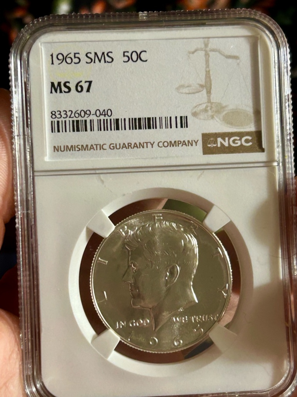 NGC Certified 1965 SMS Kennedy Half Dollar - Silver Finish